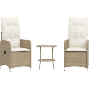 Vidaxl Conjunto 2 Cadeira reclinável de jardim Bege Rattan / Vime