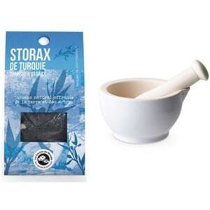 Aromandise Almofariz E Pilão De Faiança Branca + Estoraque Turco Les Encens Du Monde