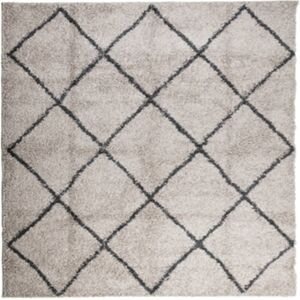 Vidaxl Tapete shaggy de pelo alto bege e antracite (120x120 cm)