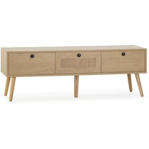 Vs Venta-Stock Móvel Tv Bella 3 Portas Cor Carvalho com Rattan Natural 120 x 39 x 41