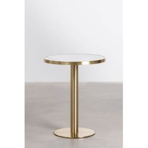 Sklum Mesa de Bar Redonda em Faiança Ø60 Cm Manhattan Grés Branco Ouro Champagne