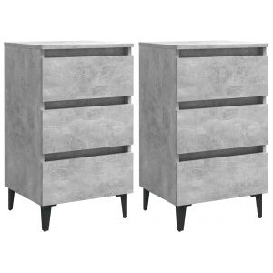 Vidaxl Mesas Noturnas 2 Pés De Metal Cinza 40x35x69 Cm