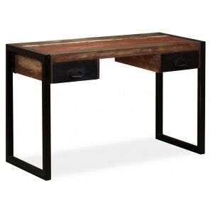 Vidaxl Escritório Com 2 Gavetas Madeira Maciça Reciclada 120x50x76 Cm