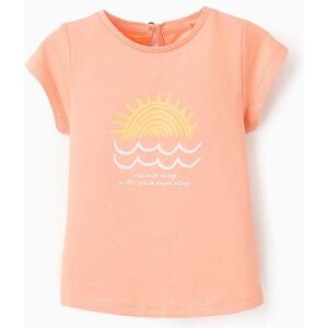 ZY BABY T-shirt de Algodão para Bebé Menina 'Sunshine', Coral Orange 12-18 Months