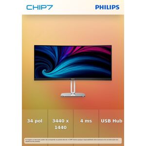 Philips Monitor Va 34" 21:9 Curvo Uwqhd Hdmi Dp Usb-C Docking Has Colunas