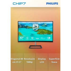 Philips E-Line 322e1c - Monitor Led - Curvo - 32" (31.5" Visível) - 1920 X 1080 Full Hd (1080p) @ 75 Hz - Va - 250 Cd/m² - 3000:1 - 4 Ms - Hdmi, Vga, Displayport - Preto Texturizado