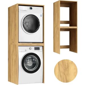 Armário de Banheiro sobre a Máquina de Lavar e Secar em Carvalho Craft, perfeito para organizar seus eletrodomésticos na lavanderia.