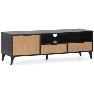 VS Venta-stock Móvel TV Denis 1 porta e 2 gavetas, Preto/Madeira