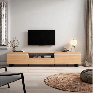 Skraut Home Móvel de TV, 288x35x57cm, TV de grande formato, Design industrial, Carvalho soft e branco