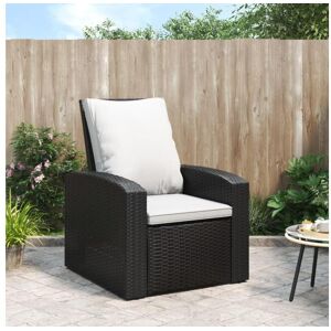 vidaxl Cadeira de jardim reclinável com almofadões vime PE preto