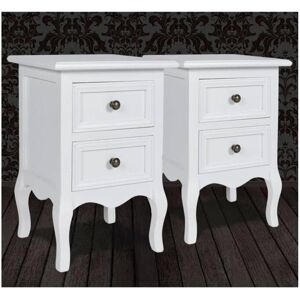 Clicnbuy Mesas-de-cabeceira com 2 gavetas 2 peças MDF branco