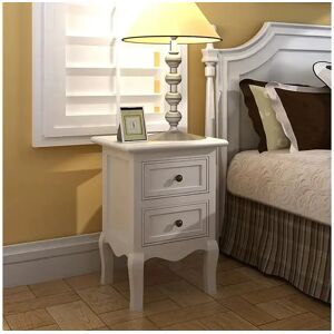 Clicnbuy Mesas-de-cabeceira com 2 gavetas 2 peças MDF branco