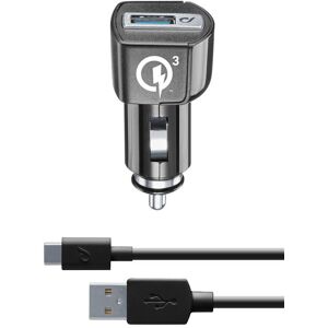 Cellular line Carregador Isqueiro Cellularline Rápido 3.0 + Cabo USB-C Preto