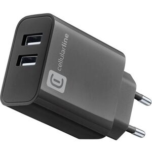 Cellular line Carregador Cellularline - Casa Multi 2x USB-A 24W - Preto