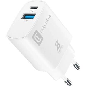 Carregador USB+USB-C Cellular Line 25W - Branco