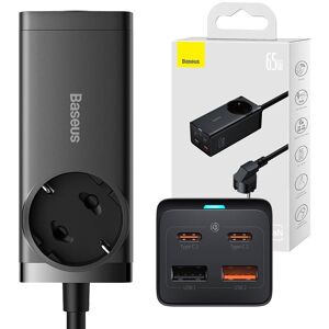Carregador Power Combo GaN3 Pro 1 Tomada + 2x USB + 2x USB-C 65W (Preto) - BASEUS