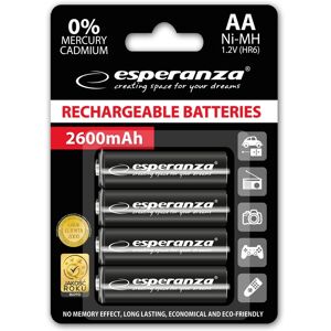 Blister 4 Pilhas Recarregáveis 1,2V 2600mAh Ni-Mh AA (Alta Capacidade) - ESPERANZA