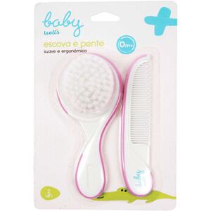 Baby Wells Escova e Pente para Bebé Rosa 2 un