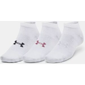 Unisex Under Armour Essential 3-Pack Low Socks White / White / Pink Elixir M