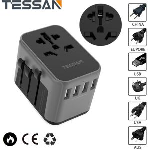 TESSAN Universal Travel Adapter Travel Socket Adapter Worldwide with 3 USB and 1 USB C for UK / EU / AUS / USA