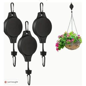 WIKHOSTAR 3st remskiva indragbar hängare, växtkrok, remskiva justerbart höjdhjul för hängande växter, kraftig inomhusanläggning utomhus