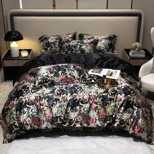 Your Warm Home Ny High-End Light Luxury Silk Smooth Naken Sleeping Silke Printed Washed Silk Fyra-delads set konstgjord siden Lakan A