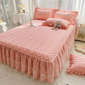Your Warm Home Ny bomullsspets quiltad fjäderlakan sängkjol Tredelad spetsöverkast i prinsessstil 120*200cm 1pcs