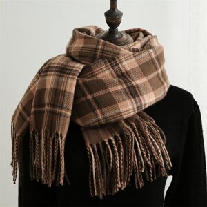 ONIHUA Damscarf lång sjal för att hålla varm höst vinter ljus kaffefärg