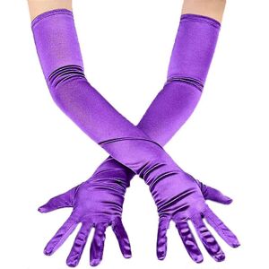 Långa satinhandskar för kvinnor, formella satinhandskar, bröllopshandskar, banketthandskar, performancehandskar, balhandskar, danshandskar, rosenröd