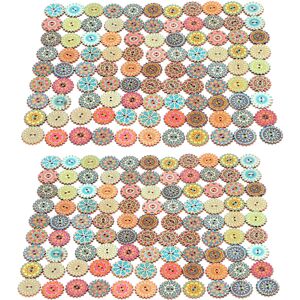 200 st träknappar 20 mm/0,8 tum blomknapp vintage kugghjulsknapp för scrapbooking väska tygdekoration DIY-tillverkning