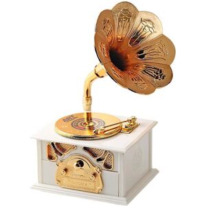 Musikbox, Grammofon Vintage Retro Klassisk Grammofon Musikbox Bordsdekoration Jul Födelsedag, 5*4*8 tum (Vit)