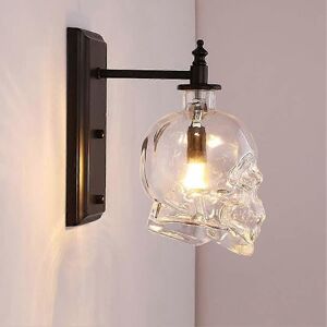 Kreativ Vintage Industriell Glas Döskalle Huvud Vägglampa Retro Inomhus Vägglampor