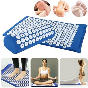 Akupressurset med nagelmatta, akupressurmatta, massagematta och kudde, akupunktur, blå