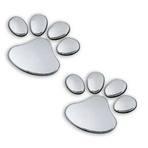 5 par Bear Dog Paw Animal Footprint 3D-bilklistermärken för bildekoration Silverfärg