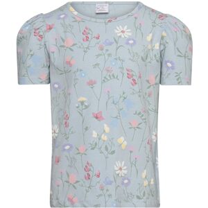 Top Ss With Puff Aop Flowers Tops T-shirts Short-sleeved Blue Lindex