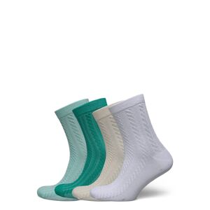 Sock High Ankle 4 P Soft Cable Lingerie Socks Regular Socks Green Lindex