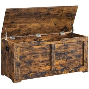Förvaringsskåp, leksakskista, skobänk, sittkista, förvaringslåda, sittbänk med förvaring, 100x40x46 cm, vintagebrun.