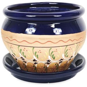 Latitude Vive Cahit Ceramic Plant Pot Blue 21cm H X 25cm W
