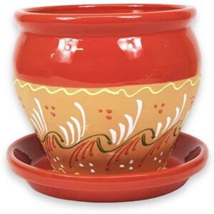Latitude Vive Caralyn Ceramic Plant Pot Red 21cm H X 25cm W