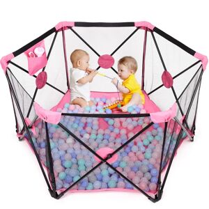 Zoomie Kids Hereth Baby Playpen red/pink/indigo 76.0 H x 139.0 W x 69.0 D cm