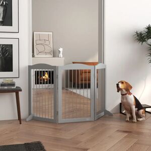 PawHut Free Standing Pet Gate gray 80.0 H x 154.0 W x 30.0 D cm