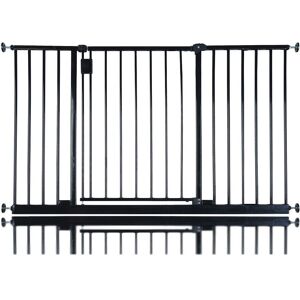 Latitude Run Extra Wide Hallway Dog Gate, Pressure Fit Pet Gate, Puppy Safety Barrier for Hallways and Wide Spaces, Easy Installation Black 128-134 cm