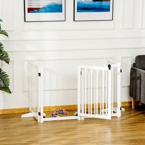 PawHut Free Standing Pet Gate White 80cm H X 237.5cm W X 36cm D