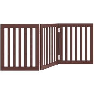Archie & Oscar Dog Gate Foldable 3 Panels White 150 Cm Poplar Wood Brown 60cm H x 150cm W x 2cm D