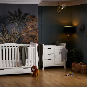 Obaby Stamford Luxe Cot Bed 2-Piece Nursery Furniture Set White 70 x 140 cm