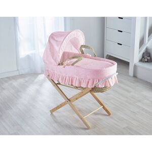 Kinder Valley Broderie Anglaise Palm Folding Moses Basket and Stand Brown 47cm W X 72cm L