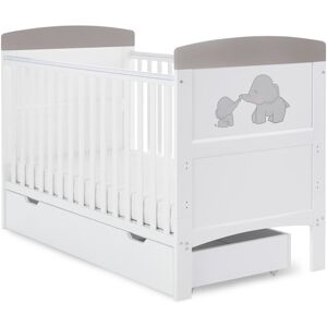 Obaby Grace Inspire Cot Bed & Underdrawer - Me & Mini Me Elephants Grey Standard
