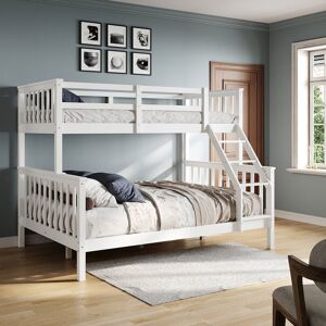 Harriet Bee Twin Standard Solid Wood Composite Bunk Bed,Available for Kid,Vertical Fence,White White 155cm H X 145cm W X 200cm L
