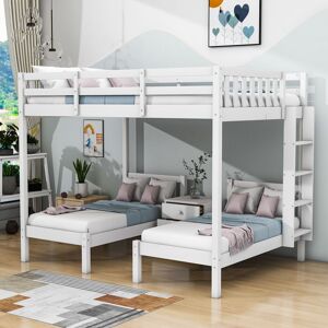 Thorbern Cot Bed/ Toddler (70x140cm) Holz, teilmassiv Drei/Vier Bed with Built-in-Desk with Shelves by Harriet Bee White