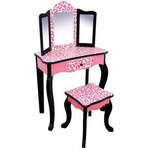 Teamson Kids - Fashion Leopard Prints Gisele Play Vanity Set - Pink / Black Pink/Black 97.79cm H X 29.21cm W X 59.69cm D